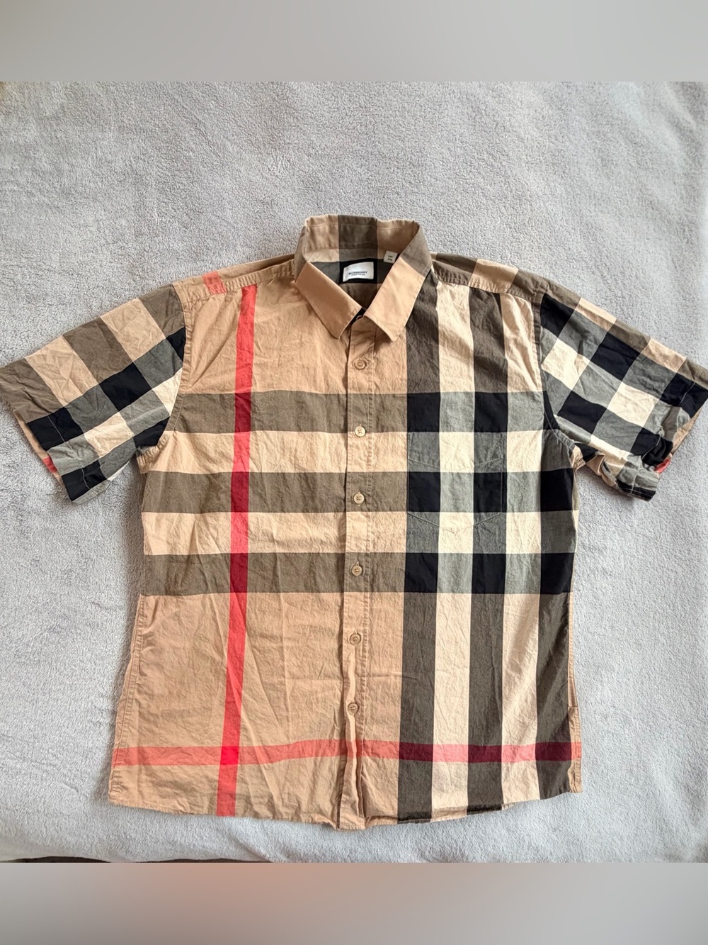 Burberry Classic Beige Check Short-Sleeve Shirt Size XL